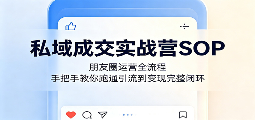 私域成交实战营SOP：朋友圈运营全流程，手把手教你跑通引流到变现完整闭环-宇文网创