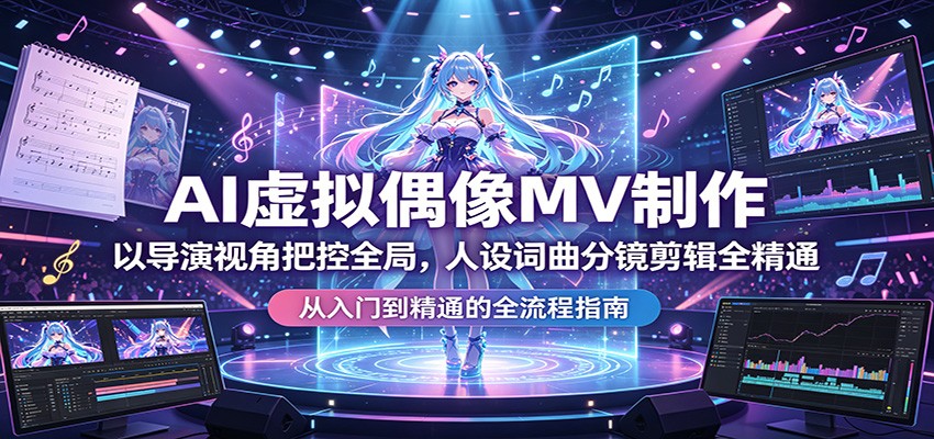 AI虚拟偶像MV制作：以导演视角把控全局，人设词曲分镜剪辑全精通-宇文网创