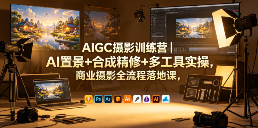 AIGC摄影训练营｜AI置景+合成精修+多工具实操，商业摄影全流程落地课-宇文网创
