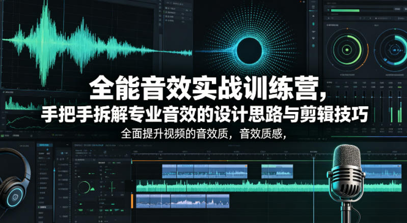全能音效实战训练营，手把手拆解专业音效的设计思路与剪辑技巧，全面提升视频的音效质感-宇文网创