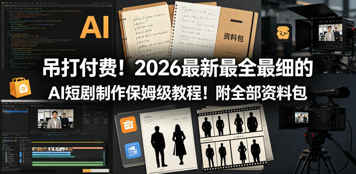 吊打付费！2026最新最全最细的AI短剧制作保姆级教程！附全部资料包-宇文网创