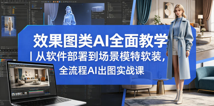 效果图类AI全面教学｜从软件部署到场景模特软装，全流程AI出图实战课-宇文网创