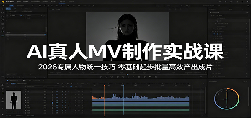 AI真人MV制作实战课：2026专属人物统一技巧，零基础起步批量高效产出成片-宇文网创