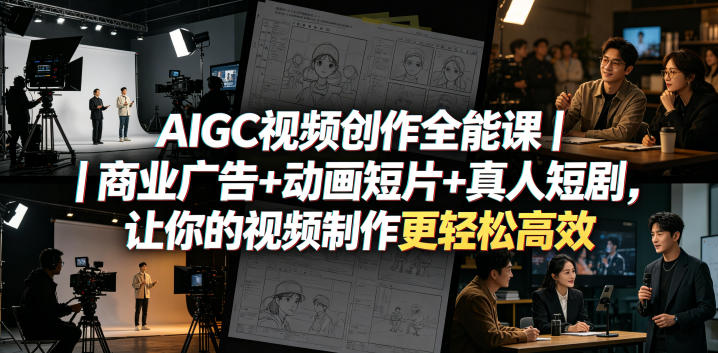 AIGC视频创作全能课|商业广告+动画短片+真人短剧,让你的视频制作更轻松高效-宇文网创