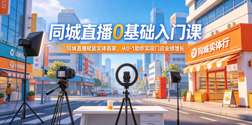 同城直播0基础入门课，同城直播赋能实体商家，从0-1助你实现门店业绩增长-宇文网创