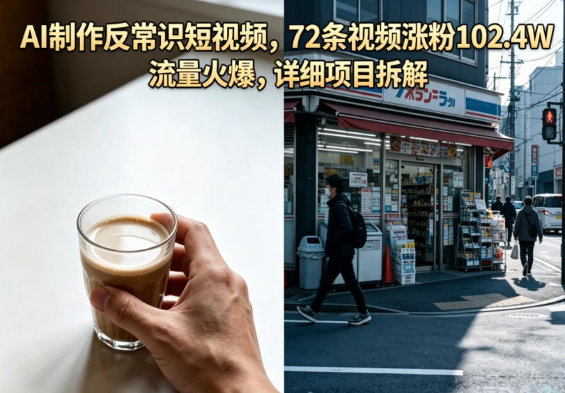 AI制作反常识短视频，72条视频涨粉102.4W，流量火爆，详细项目拆解-宇文网创