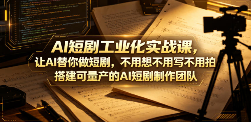 AI短剧工业化实战课，让AI替你做短剧，不用想不用写不用拍，搭建可量产的AI短剧制作团队-宇文网创