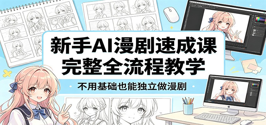 新手AI漫剧速成课：完整全流程教学，不用基础也能独立做漫剧-宇文网创