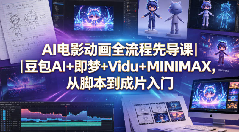 AI电影动画全流程先导课｜豆包AI+即梦+Vidu+MINIMAX，从脚本到成片入门-宇文网创