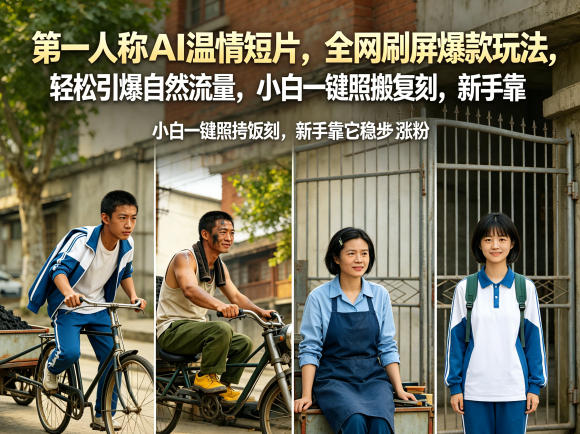 第一人称AI温情短片，全网刷屏爆款玩法，轻松引爆自然流量，小白一键照搬复刻，新手靠它稳步涨粉-宇文网创