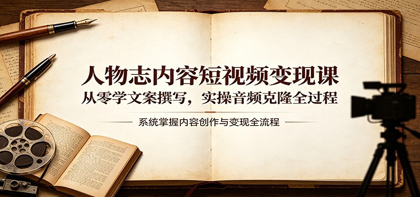 人物志内容短视频变现课：从零学文案撰写，实操音频克隆全过程-宇文网创