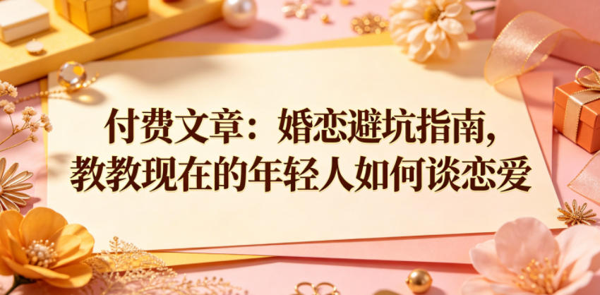 付费文章:婚恋避坑指南,教教现在的年轻人如何谈恋爱-宇文网创