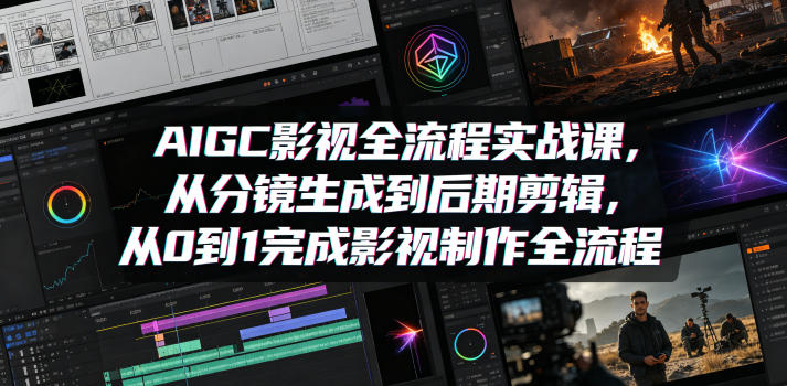 AIGC影视全流程实战课,从分镜生成到后期剪辑,从0到1完成影视制作全流程-宇文网创