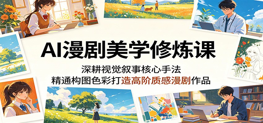 AI漫剧美学修炼课:深耕视觉叙事核心手法,精通构图色彩打造高阶质感漫剧作品-宇文网创