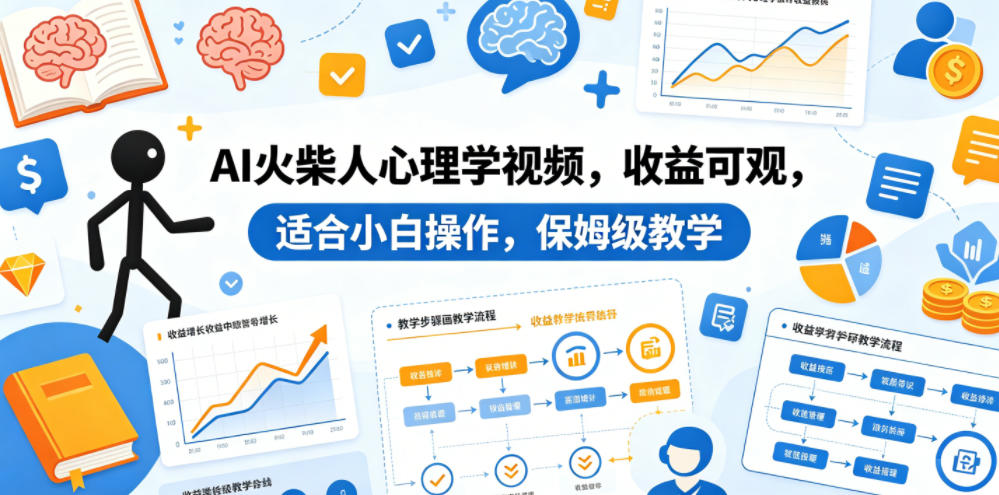 AI火柴人心理学视频,收益可观,适合小白操作,保姆级教学-宇文网创