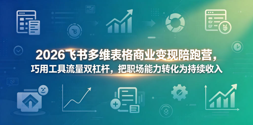 2026飞书多维表格商业变现陪跑营,巧用工具流量双杠杆,把职场能力转化为持续收入-宇文网创