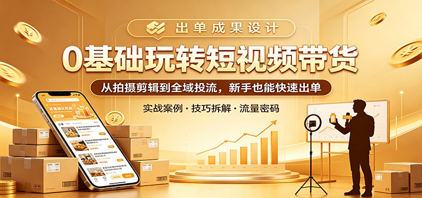 0基础玩转短视频带货：从拍摄剪辑到全域投流，新手也能快速出单-宇文网创