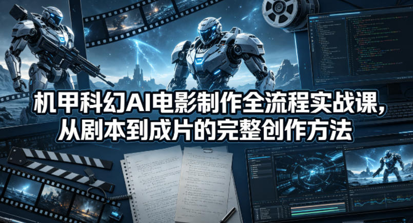 机甲科幻AI电影制作全流程实战课，从剧本到成片的完整创作方法-宇文网创