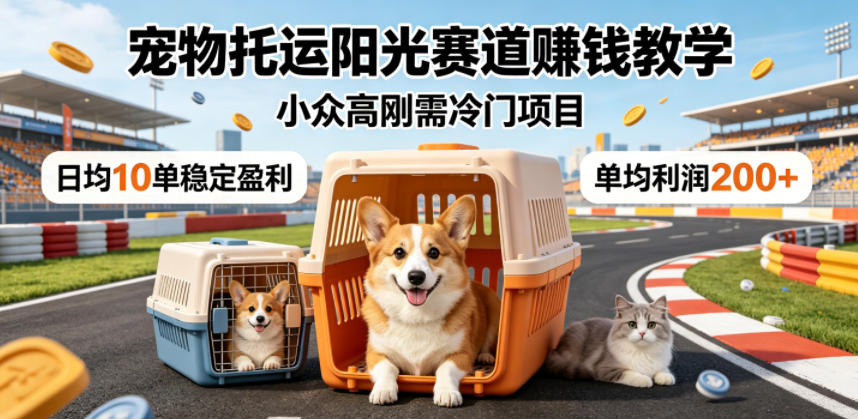 宠物托运阳光赛道賺钱教学,小众高刚需冷门项目,日均10单稳定盈利,单均利润200+-宇文网创