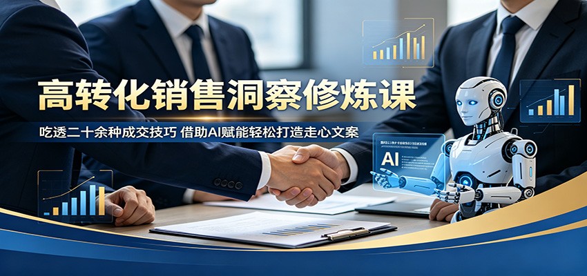 高转化销售洞察修炼课:吃透二十余种成交技巧,借助AI赋能轻松打造走心文案-宇文网创