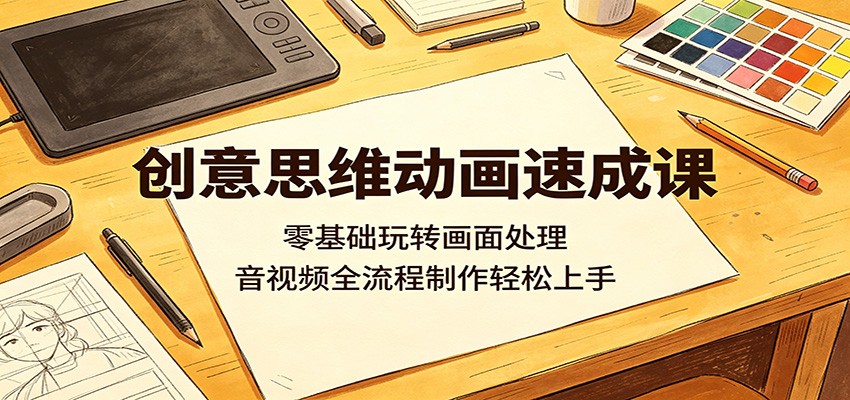 创意思维动画速成课：零基础玩转画面处理，音视频全流程制作轻松上手-宇文网创