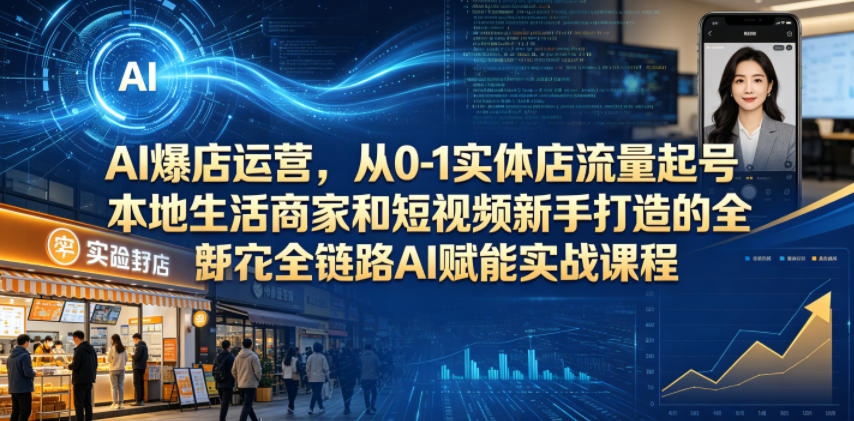 AI爆店运营，从0-1实体店流量起号，本地生活商家和短视频新手打造的全链路AI赋能实战课程-宇文网创