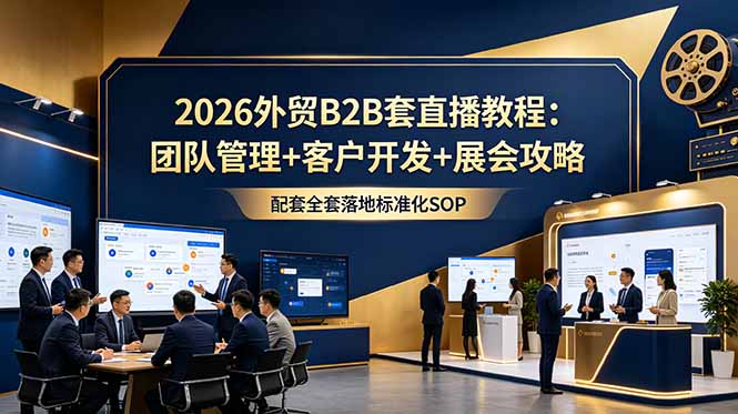 （18994期）2026外贸B2B套直播教程：团队管理+客户开发+展会攻略，配套全套落地标准化SOP-宇文网创