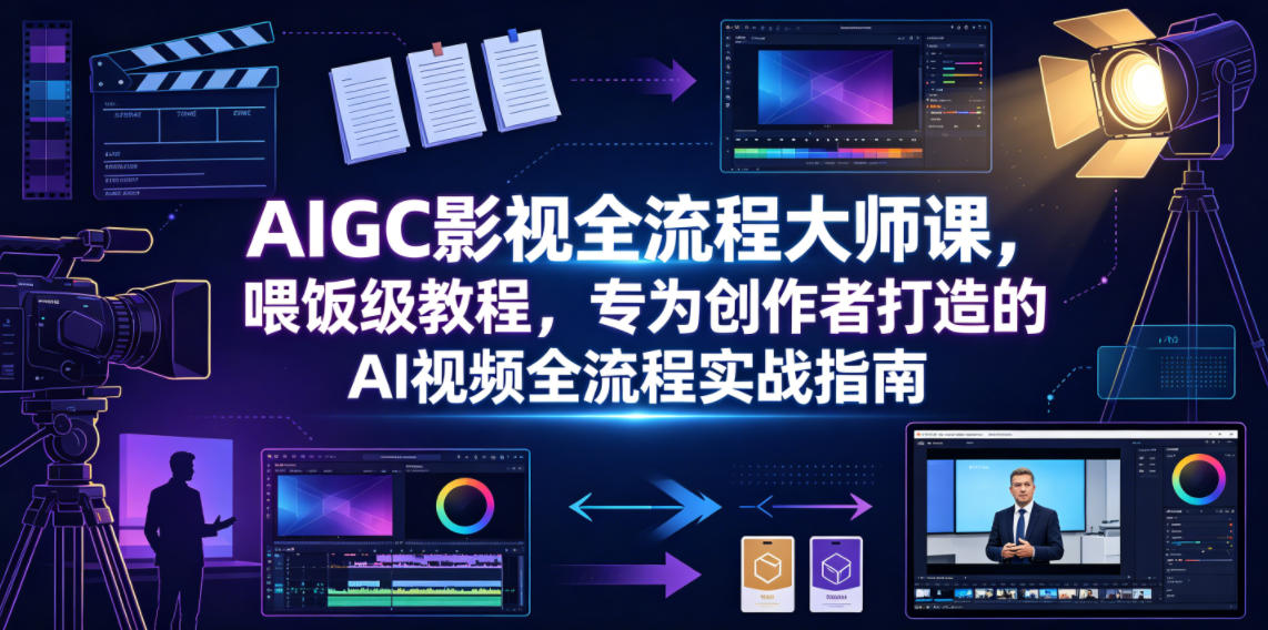 AIGC影视全流程大师课,喂饭级教程,专为创作者打造的AI视频全流程实战指南-宇文网创