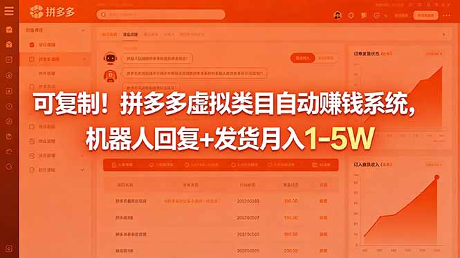 (18681期)可复制!拼多多虚拟类目自动赚钱系统,机器人回复+发货月入 1-5W-宇文网创