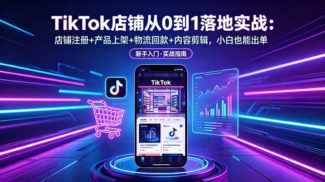 (18862期)TikTok店铺从0到1落地实战:店铺注册+产品上架+物流回款+内容剪辑,小白也能出单-宇文网创