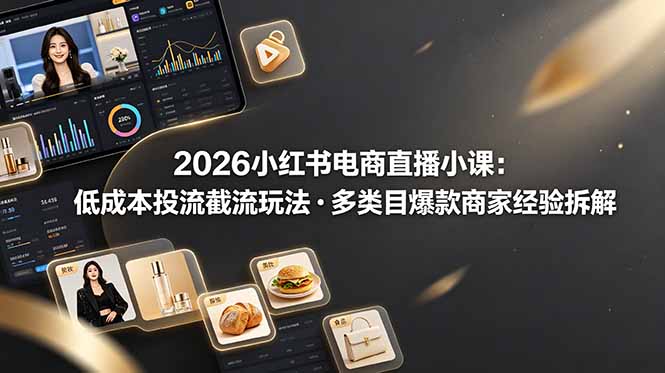 （19034期）2026小红书电商直播小课，低成本投流截流玩法，多类目爆款商家经验完整拆解教学-宇文网创