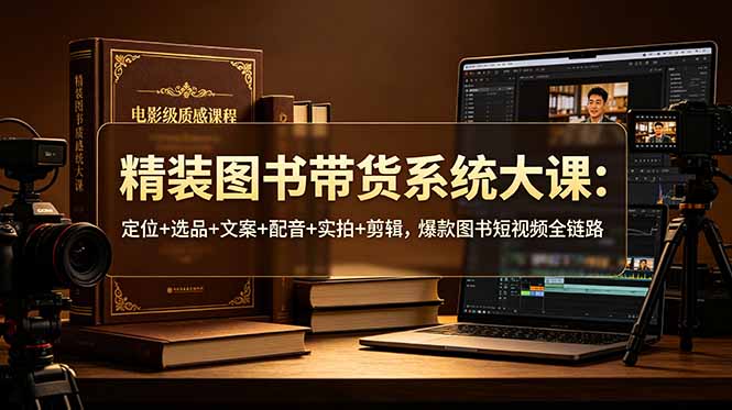 (19007期)精装图书带货系统大课:定位+选品+文案+配音+实拍+剪辑,爆款图书短视频全链路-宇文网创