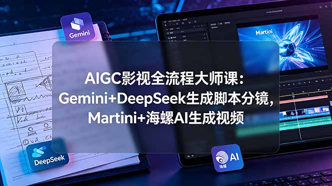 (19008期)AIGC影视全流程大师课:Gemini+DeepSeek生成脚本分镜,Martini+海螺AI生成视频-宇文网创