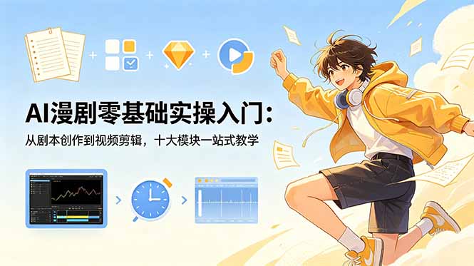 （18812期）AI漫剧零基础实操入门：从剧本创作到视频剪辑，十大模块一站式教学-宇文网创