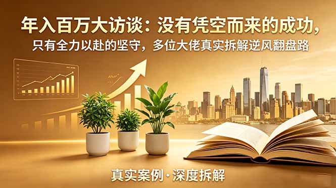 （19099期）年入百万大访谈-更新：没有凭空而来的成功，只有全力以赴的坚守，多位大佬真实拆解逆风翻盘路-宇文网创