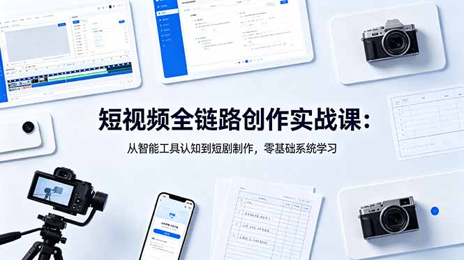 （18683期）短视频全链路创作实战课：从智能工具认知到短剧制作，零基础系统学习-宇文网创