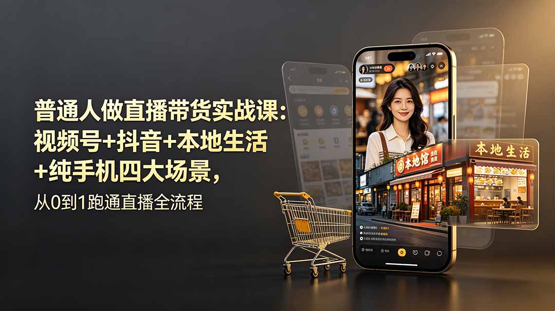 （19111期）普通人做直播带货实战课：视频号+抖音+本地生活+纯手机四大场景，从0到1跑通直播全流程-宇文网创