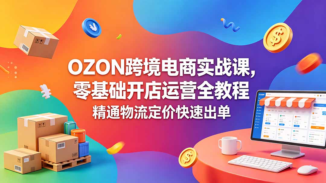 （18746期）OZON 跨境电商实战课，零基础开店运营全教程，精通物流定价快速出单-宇文网创
