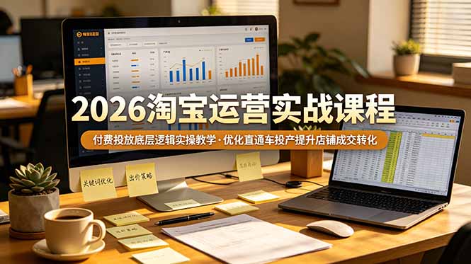 （19075期）2026 淘宝运营实战课程，付费投放底层逻辑实操教学，优化直通车投产提升店铺成交转化-宇文网创