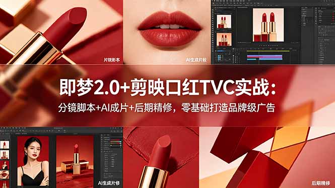 （18729期）即梦2.0+剪映口红TVC实战：分镜脚本+AI成片+后期精修，零基础打造品牌级广告-宇文网创
