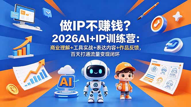 （18839期）做IP不赚钱？2026AI+IP训练营：商业理解+工具实战+表达内容+作品反馈，百天打通流量变现闭环-宇文网创