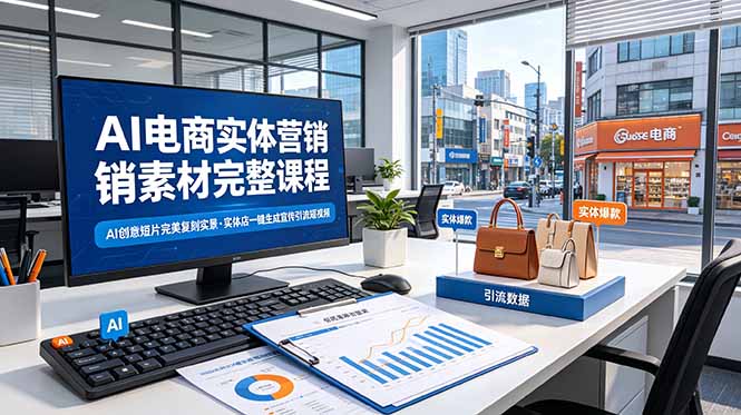 （19076期）AI电商实体营销素材完整课程，AI创意短片完美复刻实景，实体店一键生成宣传引流短视频-宇文网创