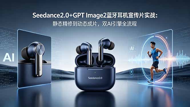 （18730期）Seedance2.0+GPT Image2蓝牙耳机宣传片实战：静态精修到动态成片，双AI引擎全流程-宇文网创