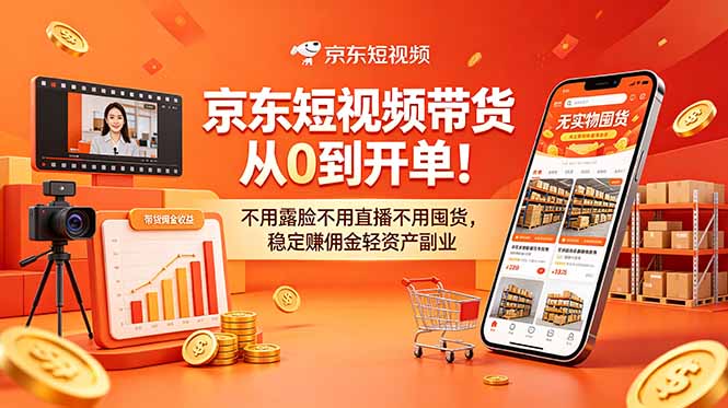 (18895期)京东短视频带货从0到开单!不用露脸不用直播不用囤货,稳定赚佣金轻资产副业-宇文网创