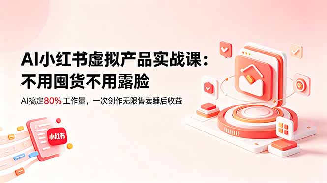 (18818期)AI小红书虚拟产品实战课-更新:不用囤货不用露脸,AI搞定80%工作量,一次创作无限售卖睡后收益-宇文网创