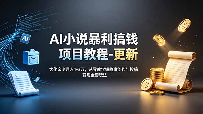 （19030期）AI小说暴利搞钱项目教程-更新，大佬亲测月入1-3万，从零教学短故事创作与投稿变现全套玩法-宇文网创
