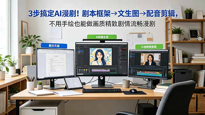 (18866期)3步搞定AI漫剧!剧本框架→文生图→配音剪辑,不用手绘也能做画质精致剧情流畅漫剧-宇文网创