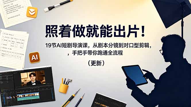 （18694期）照着做就能出片！19节AI短剧导演课，从剧本分镜到对口型剪辑，手把手带你跑通全流程（更新）-宇文网创