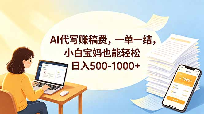 (18772期)AI代写赚稿费,一单一结,小白宝妈也能轻松日入500-1000+-宇文网创