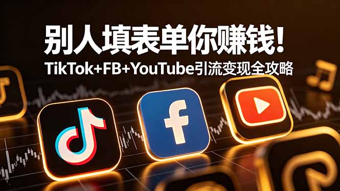 （19018期）别人填表单你赚钱！TikTok+FB+YouTube 引流变现全攻略【原创双语字幕】-宇文网创